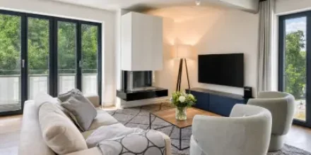 Ferienwohnung Sonnenloft 14 mit eigenem Kamin, Sauna, Strandkorb am Strand und Außenpool in der DÜNE7 Prora